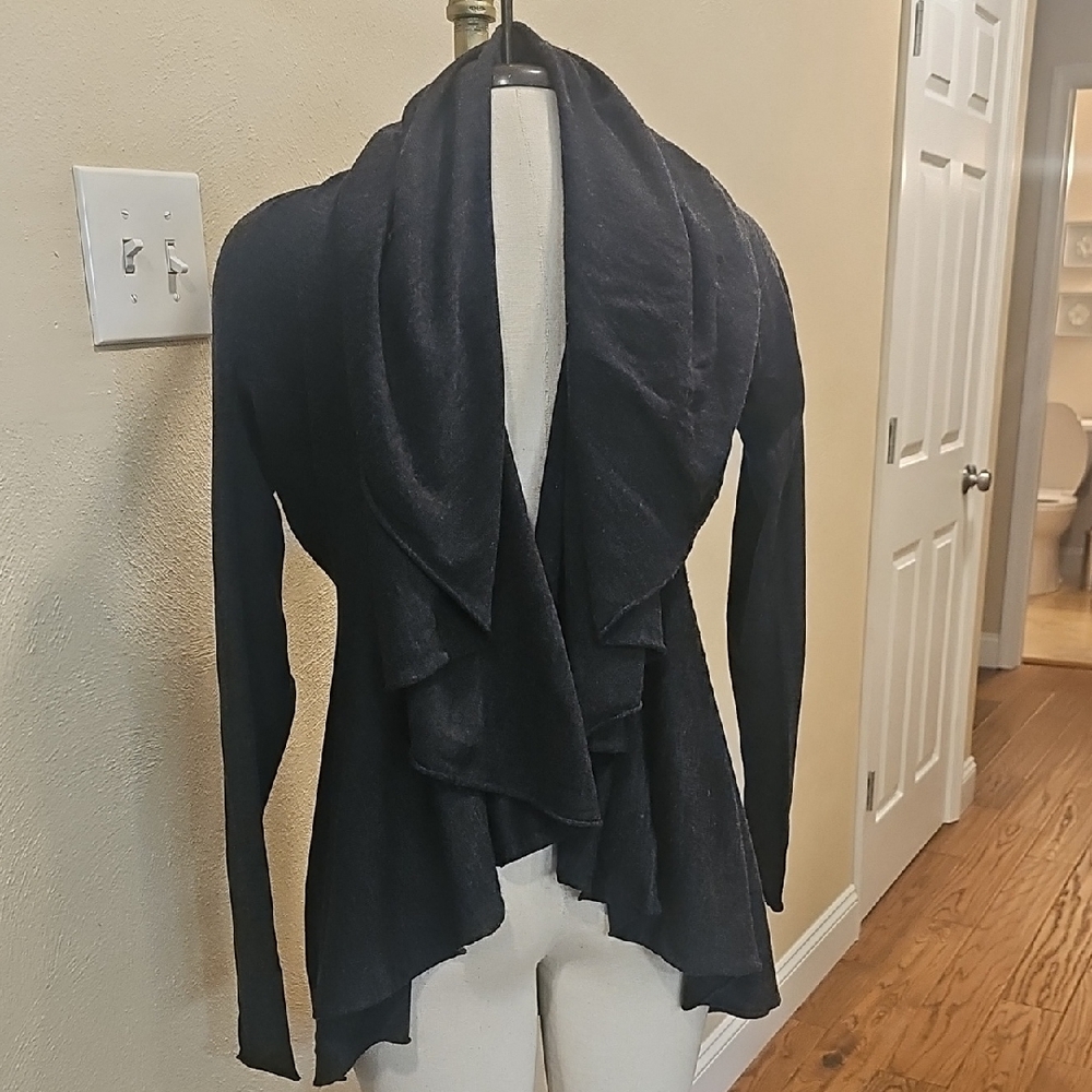 Eileen Fisher Black Draped Cardigan